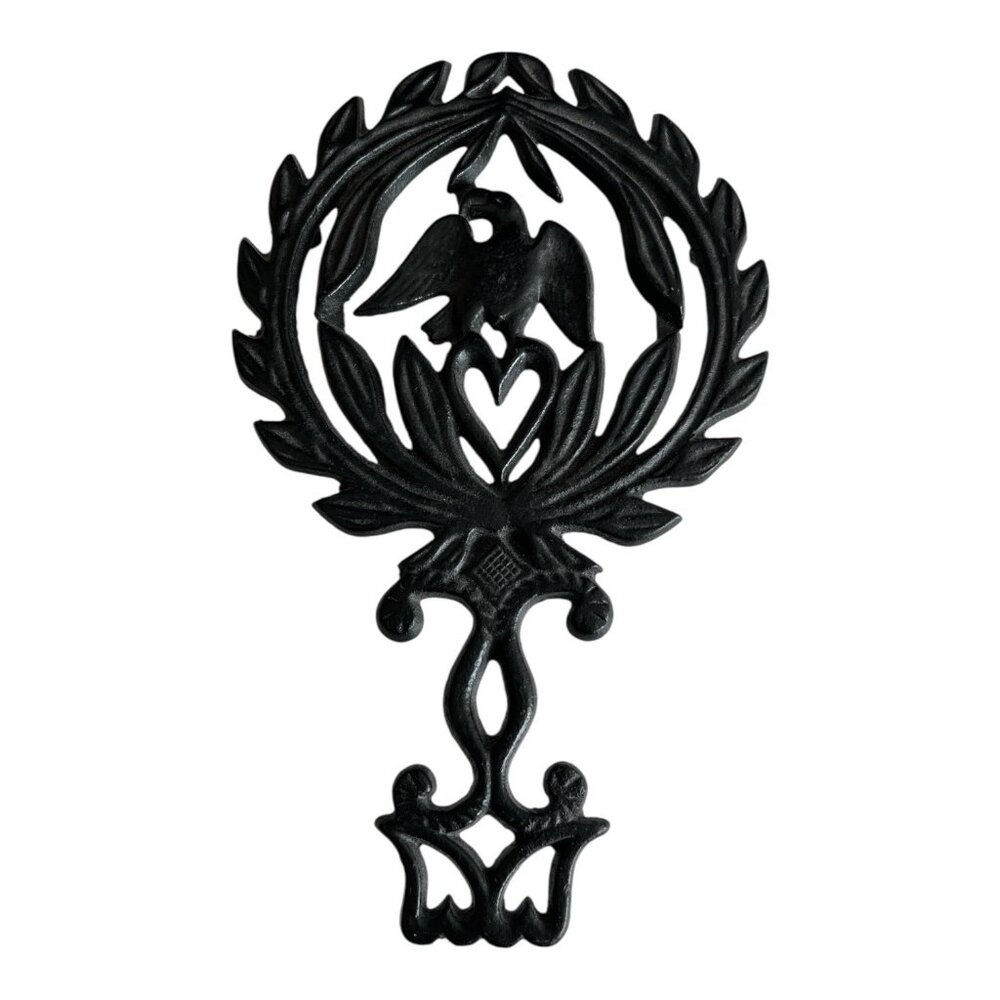Vintage Cast Iron Eagle Trivet Wall Decor Black Americana Kitchen